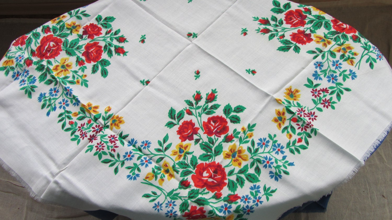 Floral cotton white shawl, Red, yellow, green Ukrainian shawl, Vintage sheer sh