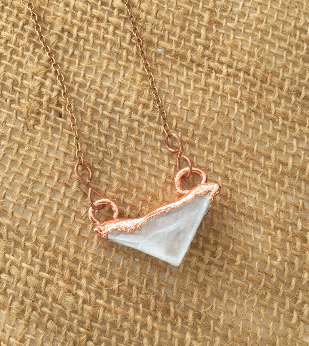 Raw Selenite Electroformed Copper Pendant Necklace Natural