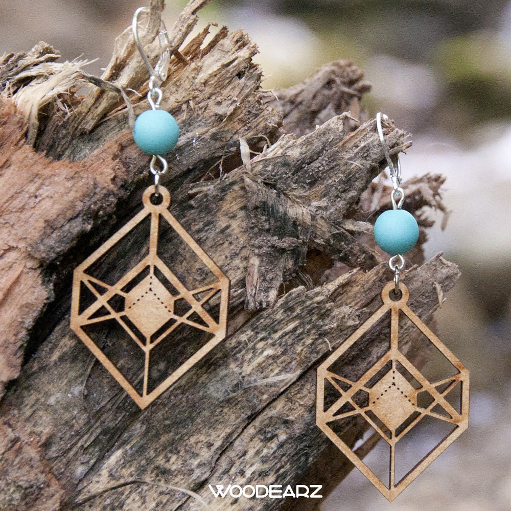 Boucles D Oreilles En Bois WOODEARZ POLYGONE