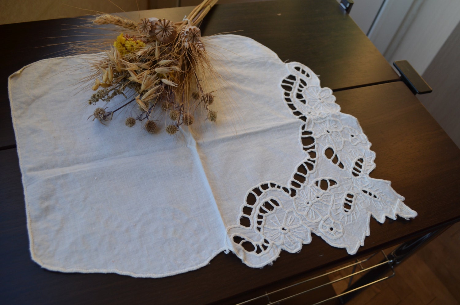 Vintage Decor Napkin for forniture from USSR 50s, Rectangular Lace decor from US