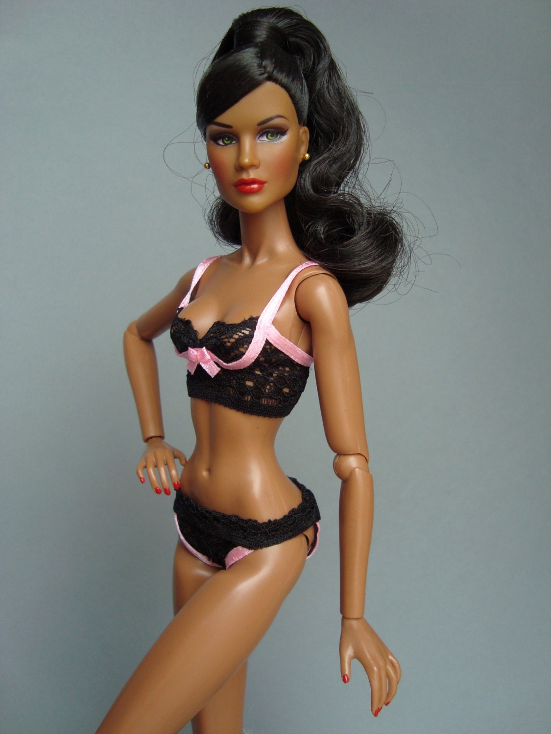 Fashion Royalty Barbie Lingerie Black And Pink By Fashionbysabine