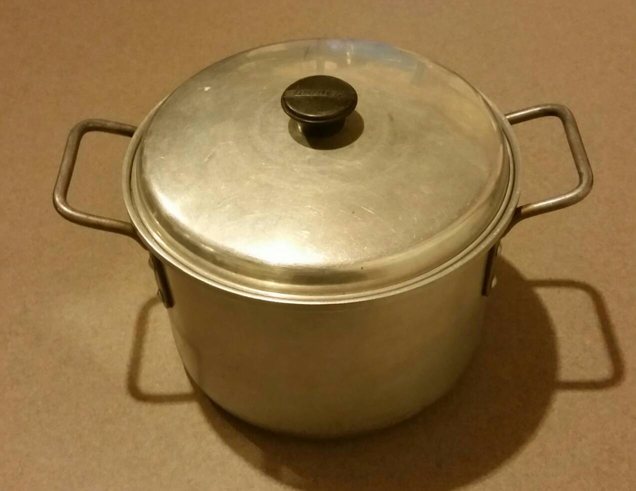 Vintage Mid Century 6 Qt Aluminum Mirro Large Soup Pot 516m