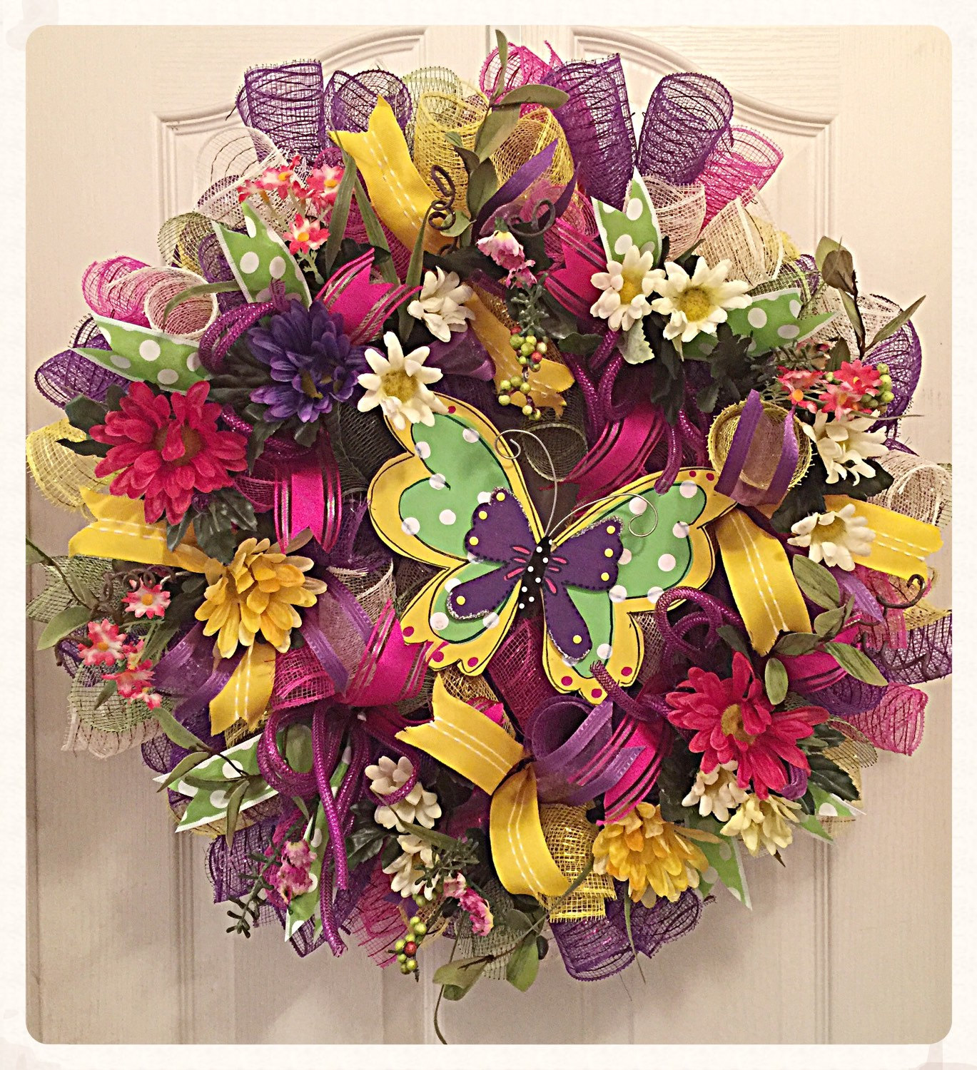 Butterfly Garden Deco Mesh Wreath Spring By CKDazzlingDesign