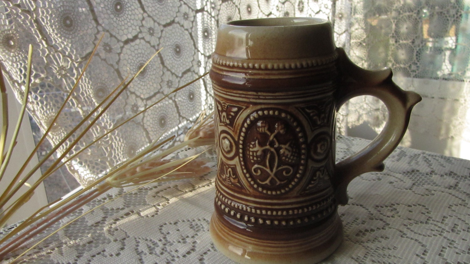 German Ceramic Beer Mug, Collectible Ceramic Beer Mug, Beer Stein, Retro Beer Ba