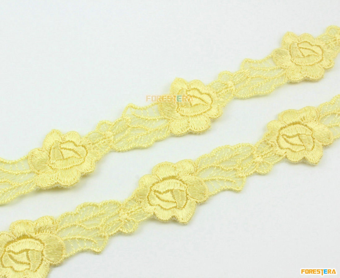 Terylene Lace Trim Yellow Floral Lace Ribbon Flower Lace Trim