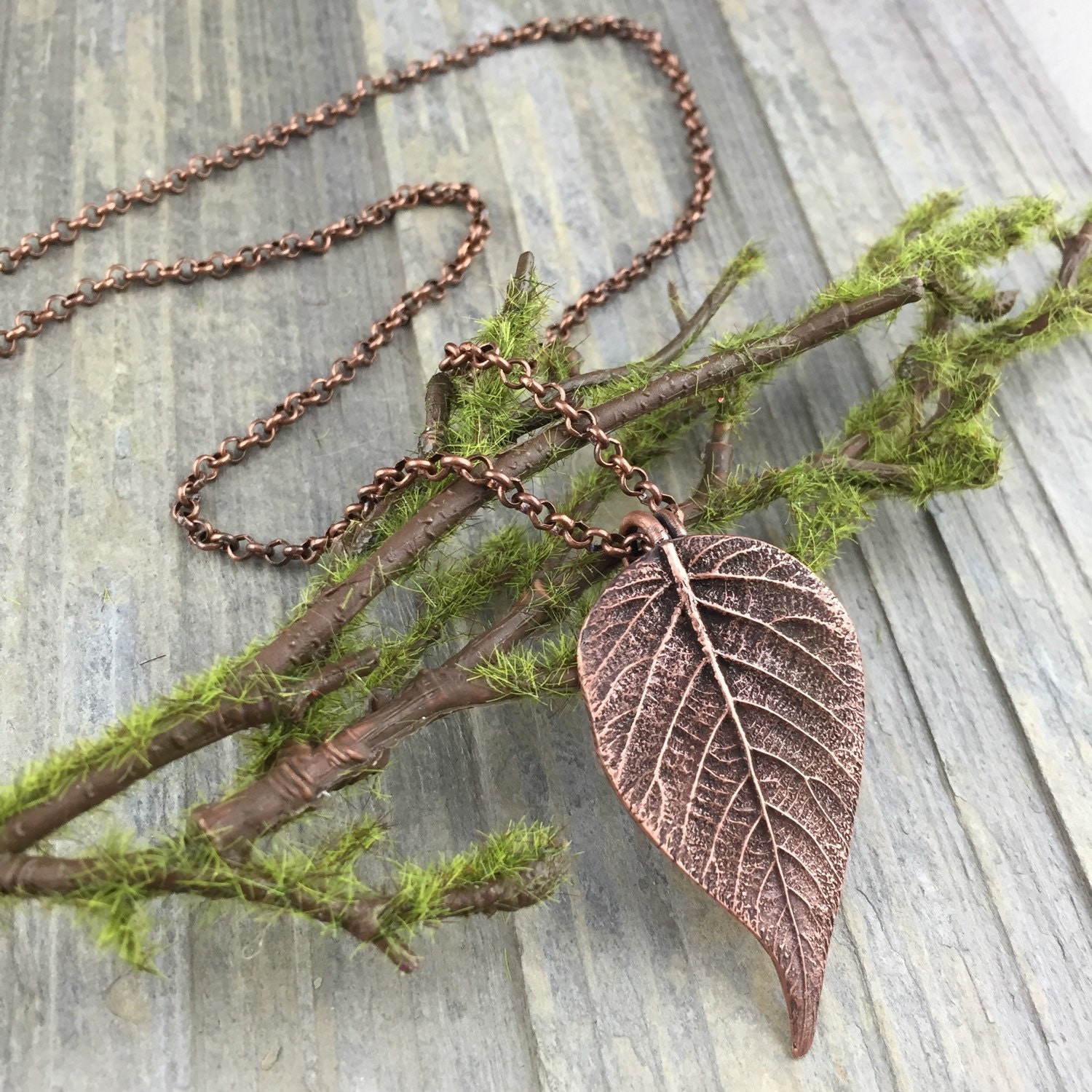 OOAK Copper Leaf Necklace Made With Real Leaf Handcrafted