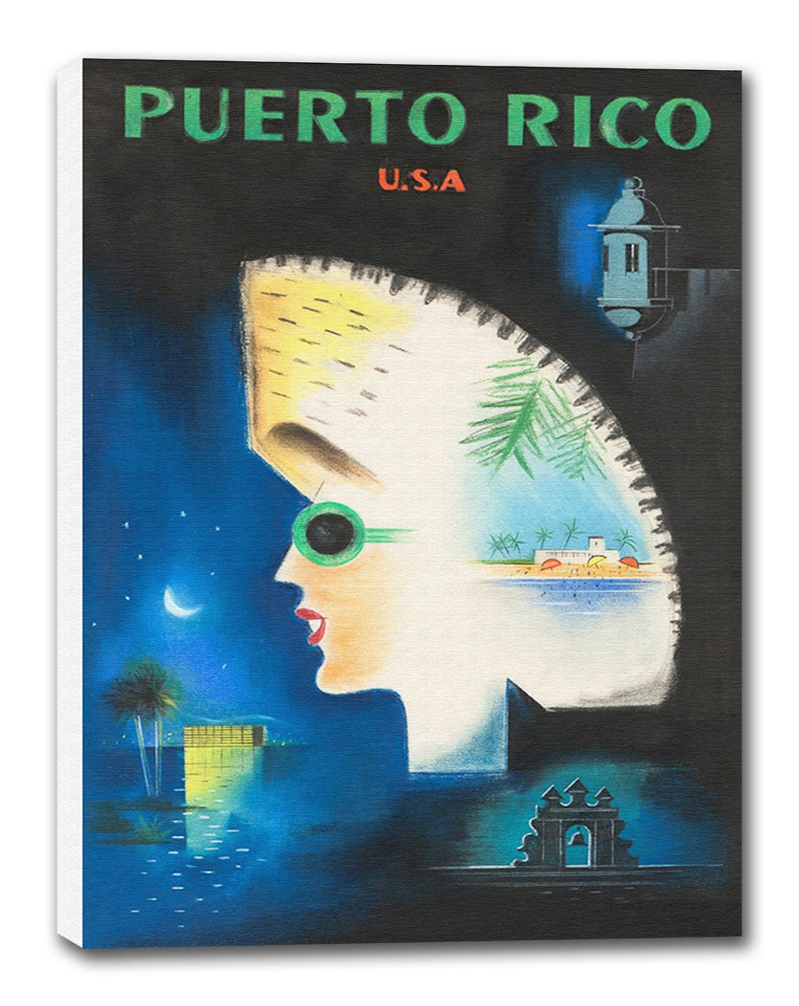 Puerto Rico Art Vintage Poster Print Canvas Hanging Wall Decor
