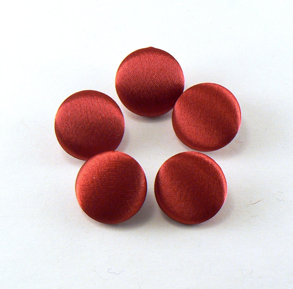 Red Satin Fabric Buttons Fabric Covered Shank