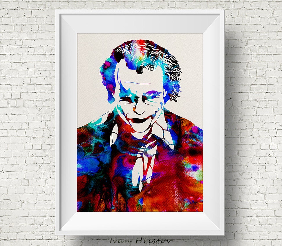 Heath Ledger Joker From BATMAN Watercolor Painting Print Fine