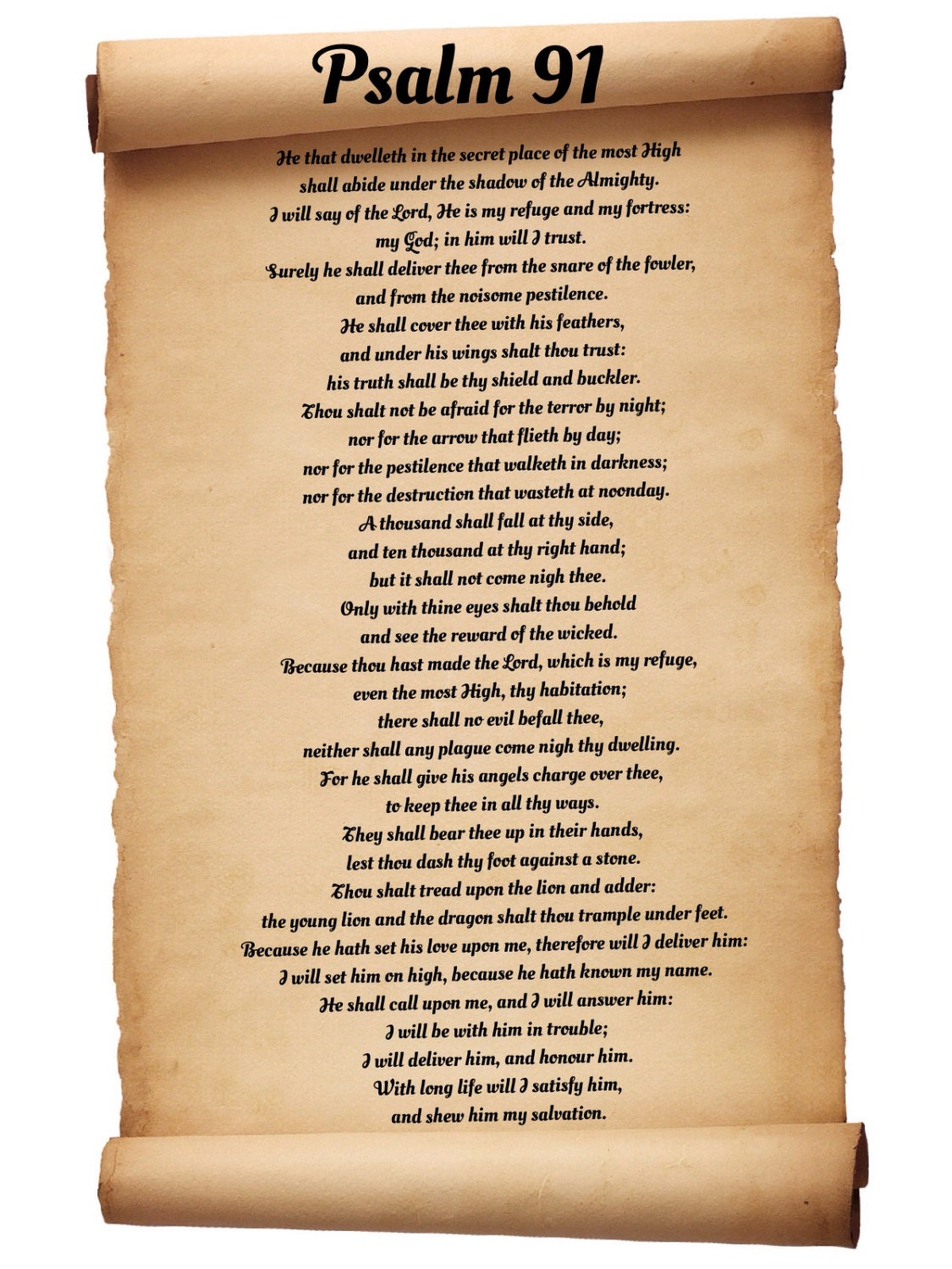 Psalm 91 Print On Scroll Psalm Of David Prayer By Realflashcards