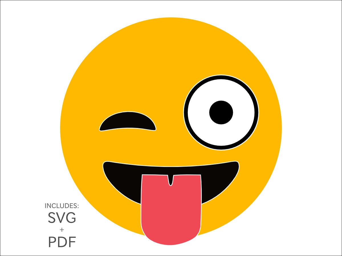 Cuttable Emoji SVG Crazy Eyes And Tongue Emoticon Funny