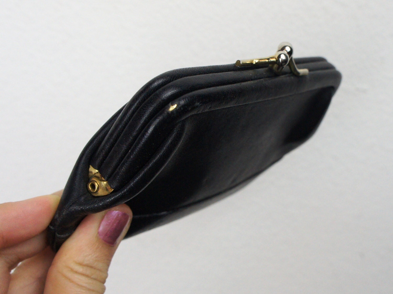 Vintage Coach Double Sided Kiss Lock Coin Purse Black