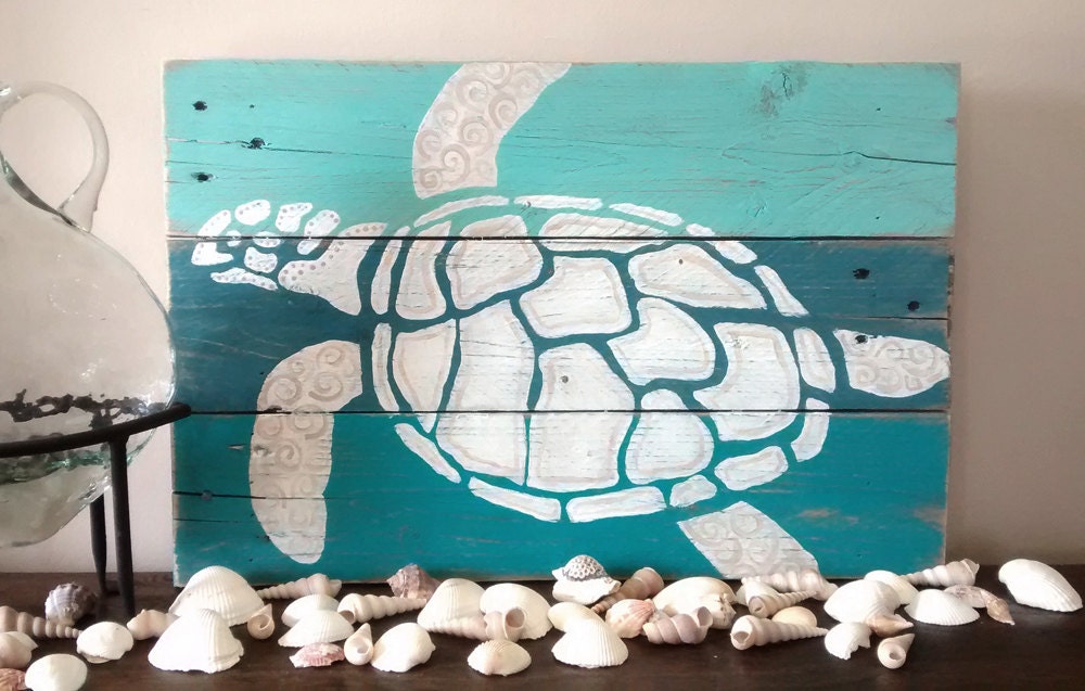 Sea Turtle Reclaimed Wood Wall Art Reclaimed Wood Decor