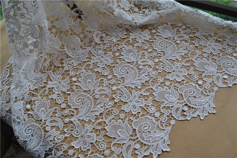 Guipure Lace Fabric Embroidered Flowers Hollowed Wedding