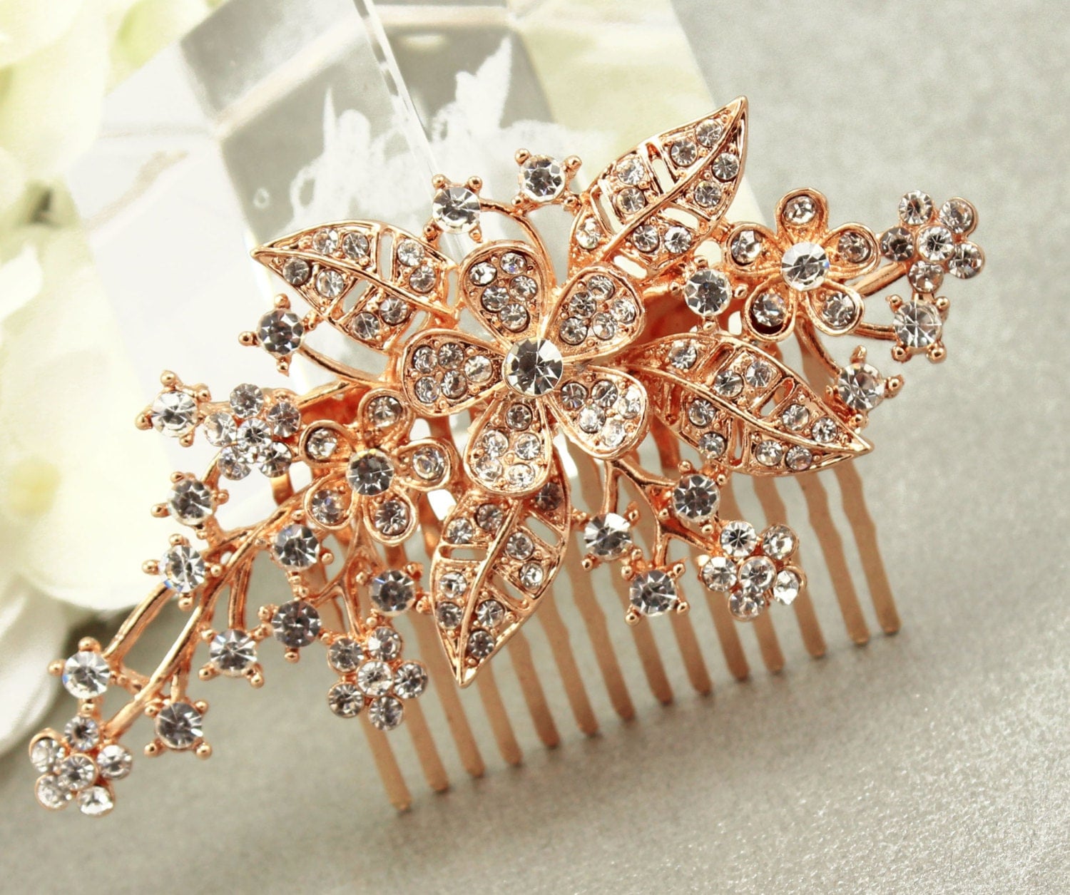 Rose Gold Comb Bridal Comb Wedding Comb Wedding Hair