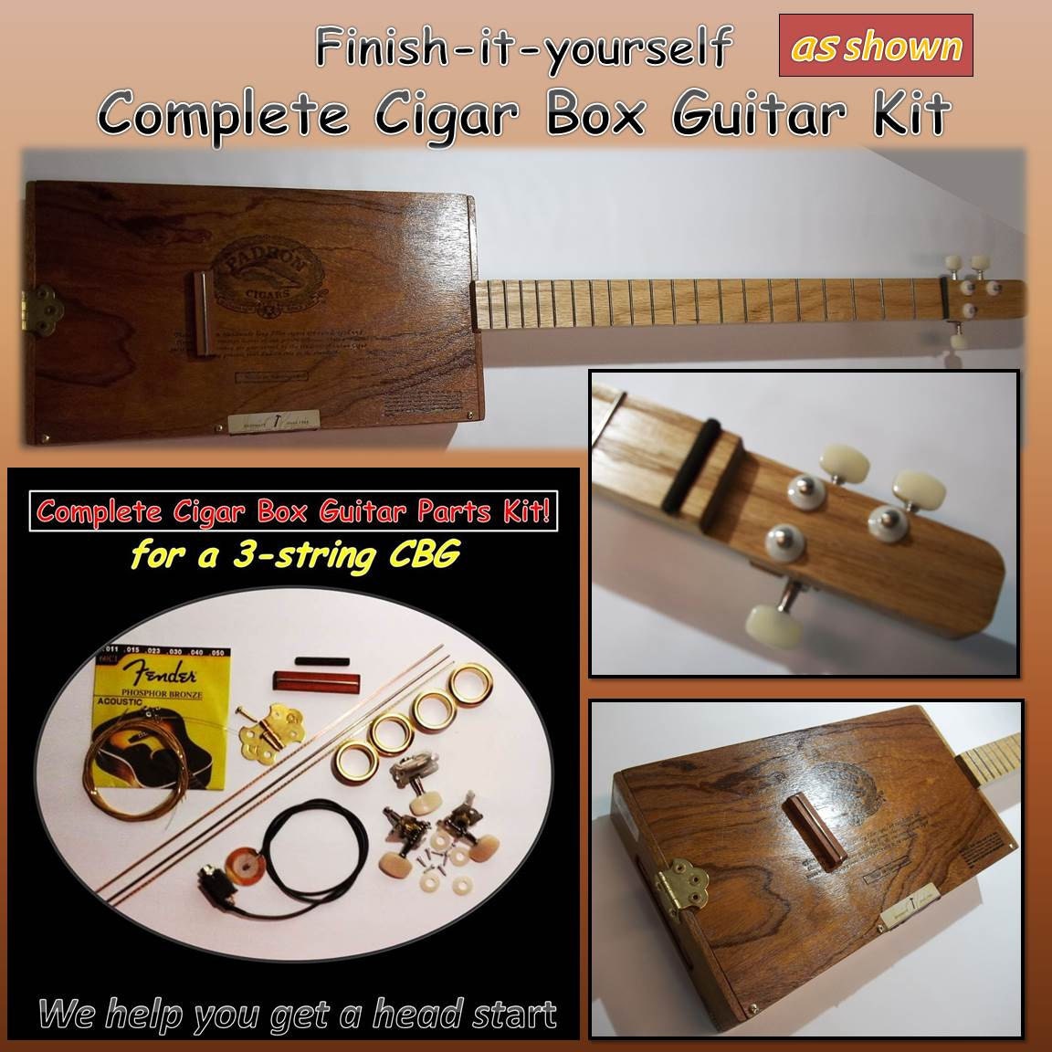 Cigar Box Guitar Kit Complete For A Cigar Box Guitar DIY With