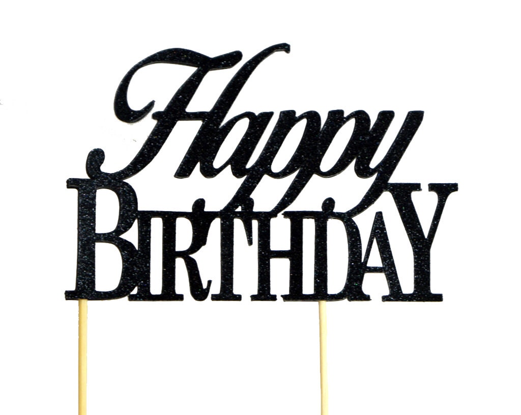 Black Happy Birthday Cake Topper Pc Birthday Black