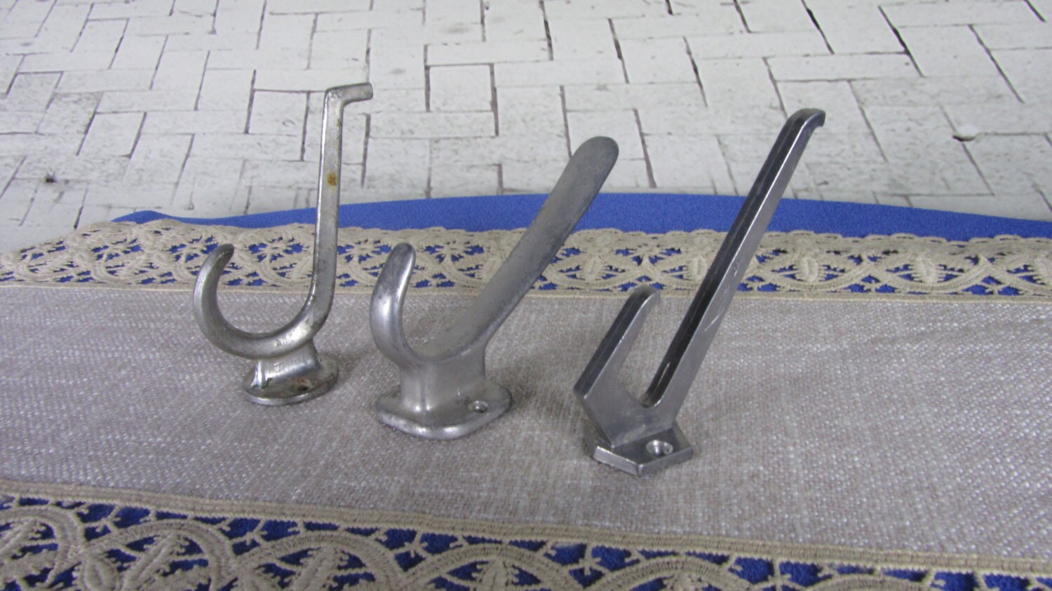 3 Vintage assorted light silver colored medium clothes hangers, Soviet Vintage A