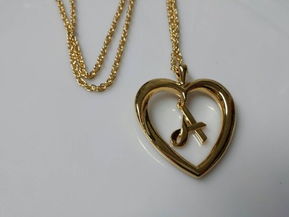 Avon Initial Heart Necklace 1992 Mint Condition By LucyLucyLemon