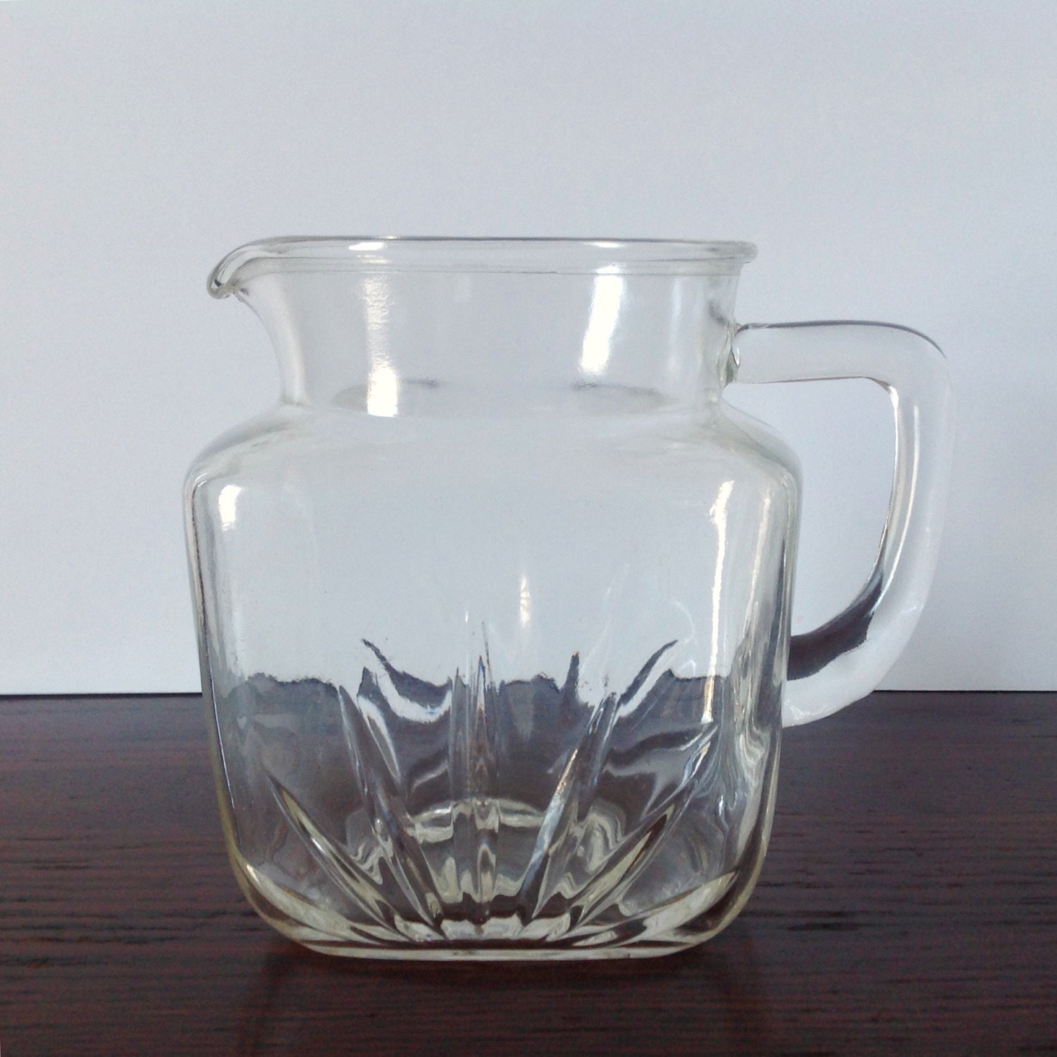 Vintage Star Clear Federal Glass Square Pitcher Sunburst