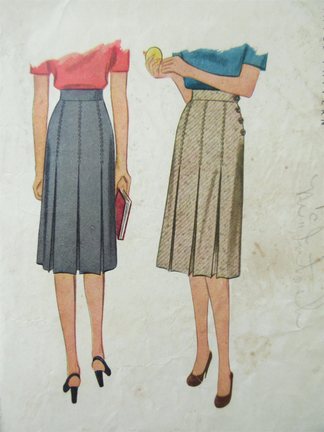 Vintage McCall 5750 Sewing Pattern 1940s Skirt Pattern