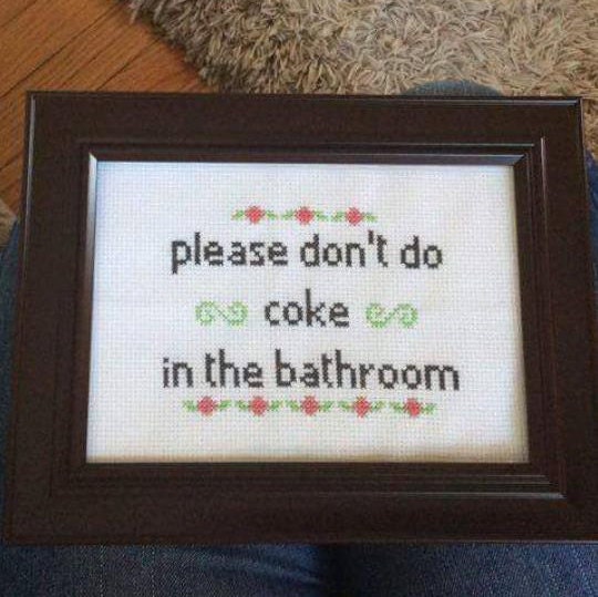 Please Dont Do Coke In The Bathroom Cross Stitch By Balcombeads