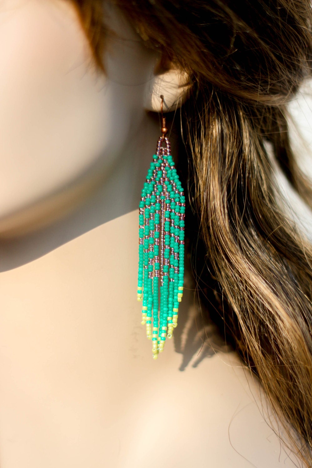 4Seed Beaded Feather EarringNative Indian Style By NativeStyles