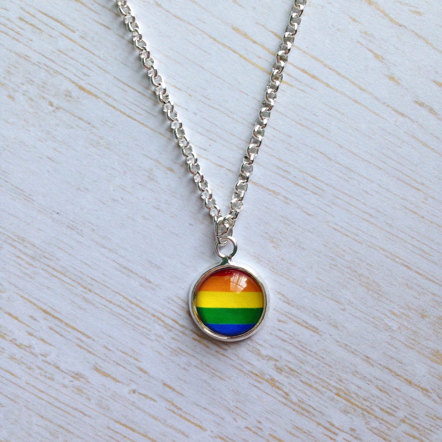 Rainbow Necklace Gay Pride Pendant LGBT By WithSparkles