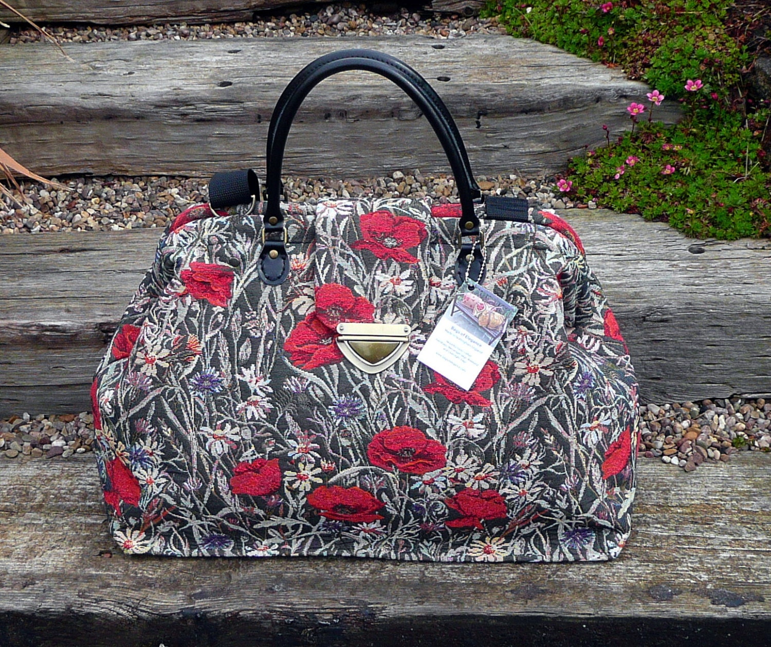 Mary Poppins Carpet Bag Poppies Tapestry Bag Weekender Bag