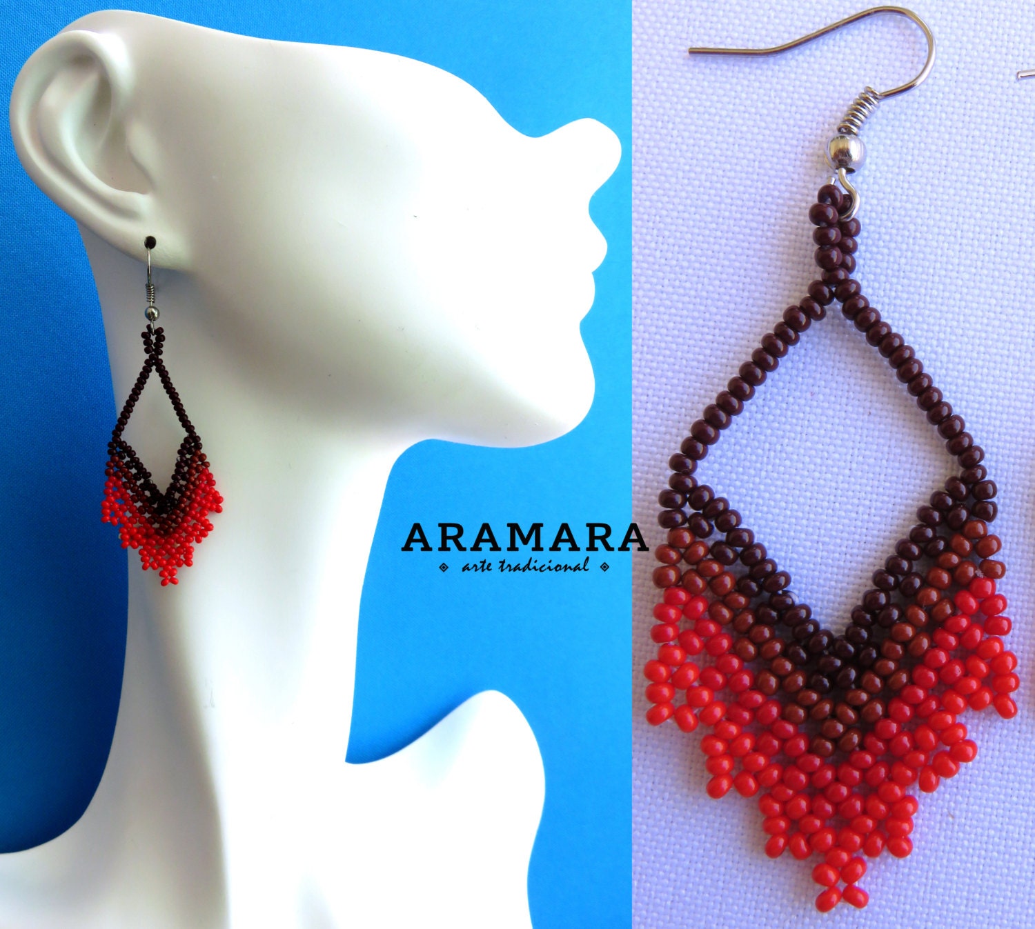 Mexican Huichol Beaded Star Earrings By Aramara On Etsy