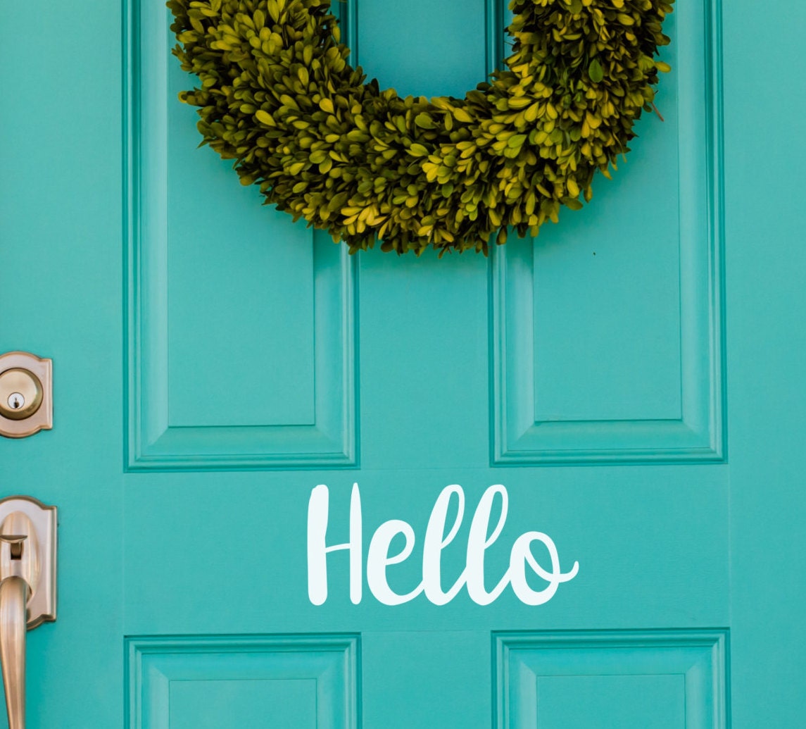 Hello Front Door Sign Vinyl Wall Decal Many Color Choices