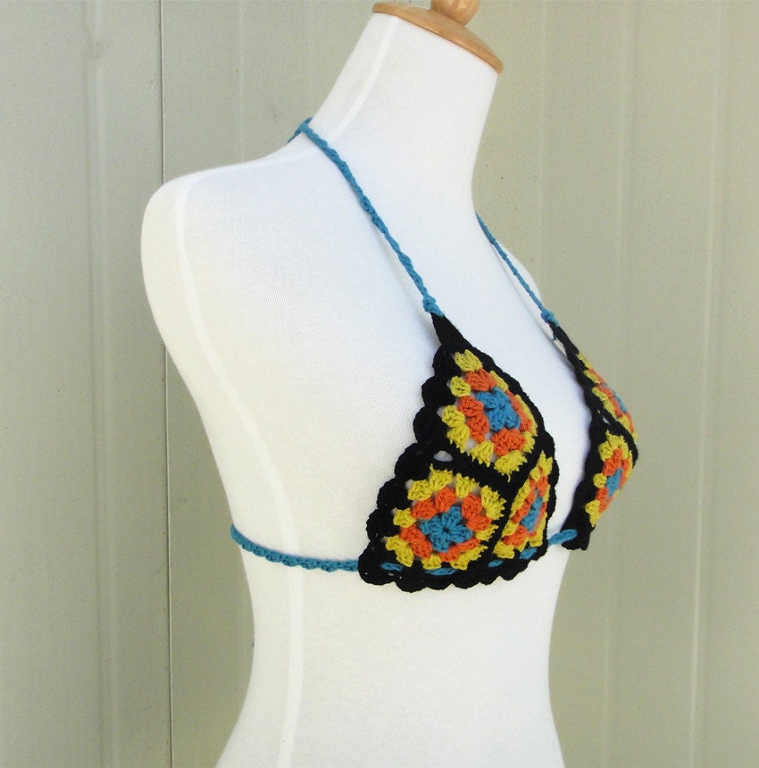 Granny Square Crochet Bikini Halter Top