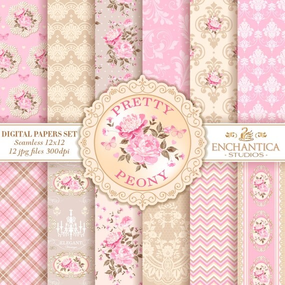 Digital Paper Shabby Chic Shabby Chic Paper Vintage Floral