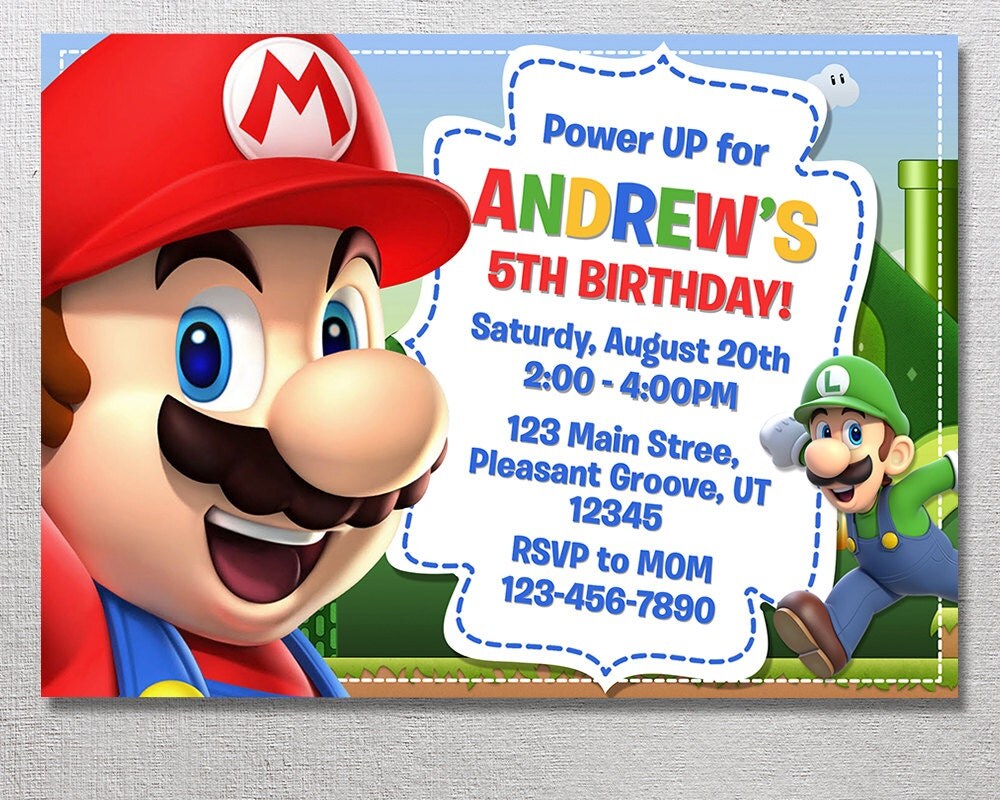 Tarjetas De Cumpleaños gratis Mario Bros