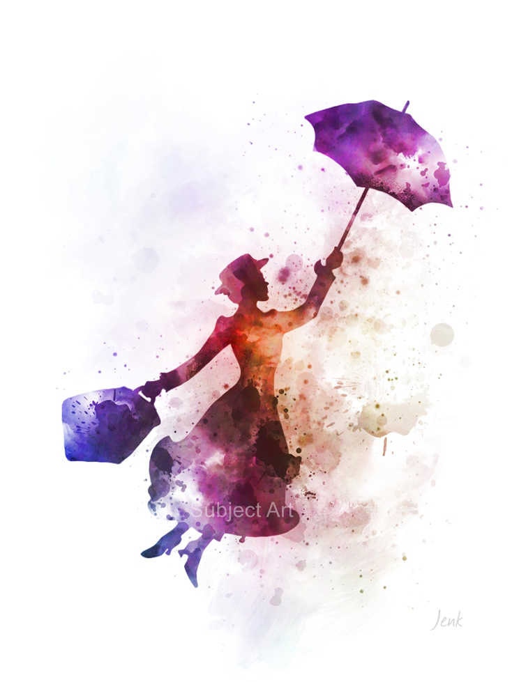 Mary Poppins ART PRINT Illustration Disney Wall Art Home