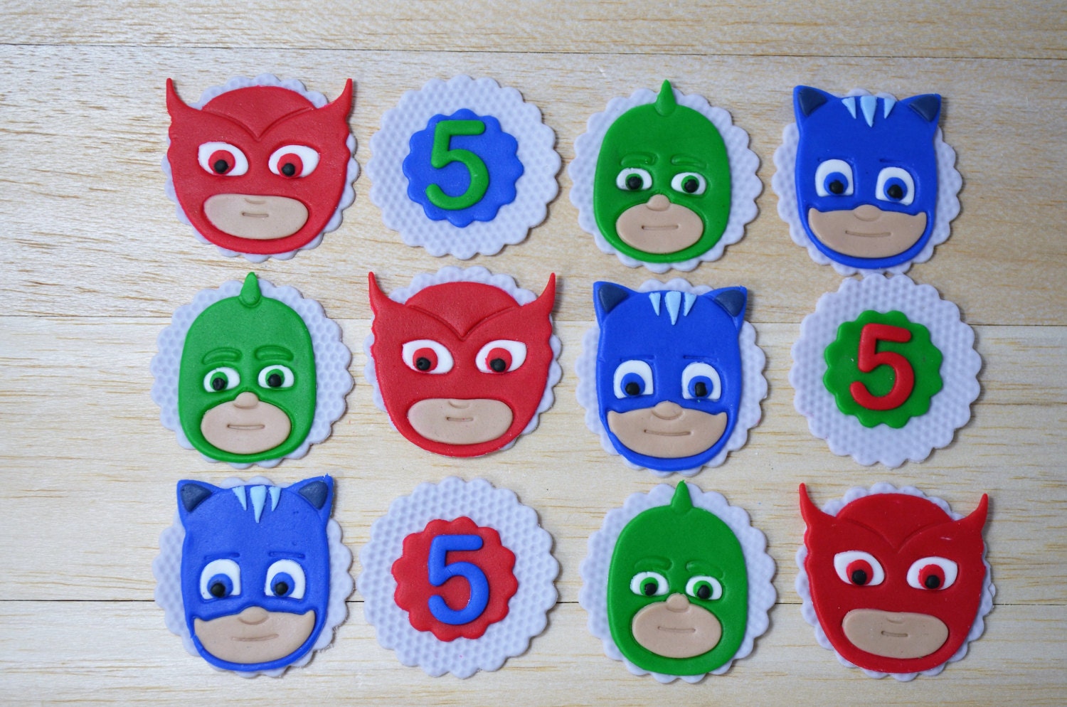 Pj Masks Inspired Fondant Cupcake Topper Pj Masks Party Pj