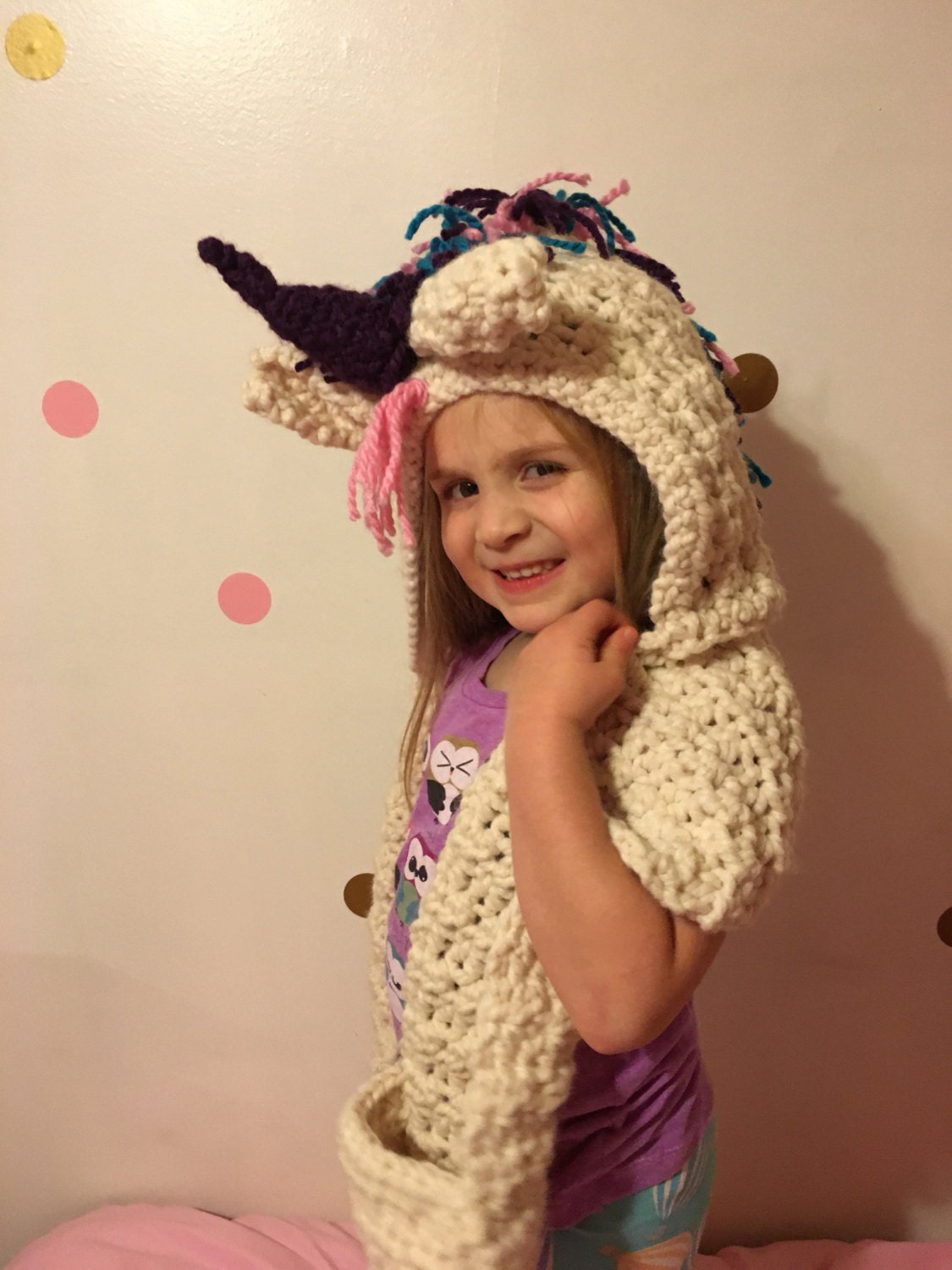 Unicorn Hooded Scarf Unicorn Hood Unicorn Scarf Rainbow