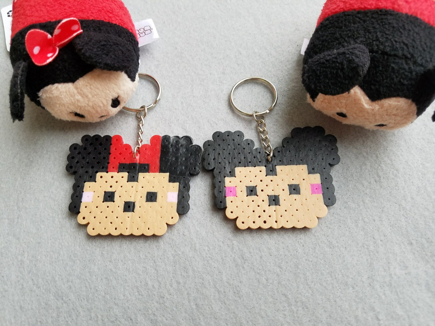 Items Similar To Mickey Mouse Inspired Perler Bead Keychains Magnets