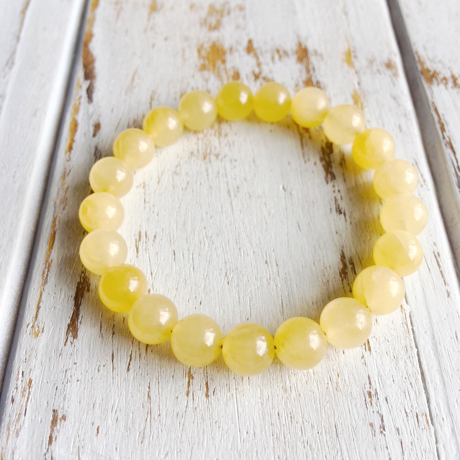 Genuine Yellow Calcite Mm Bracelet W Choice Of Charm Beaded