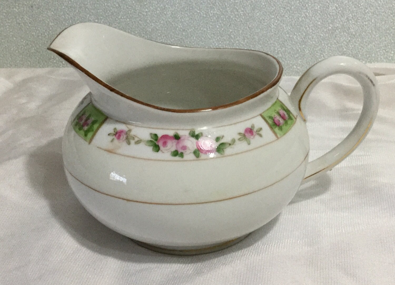 Antique Noritake M China Creamer 1920 Nippon Pink Roses Hand