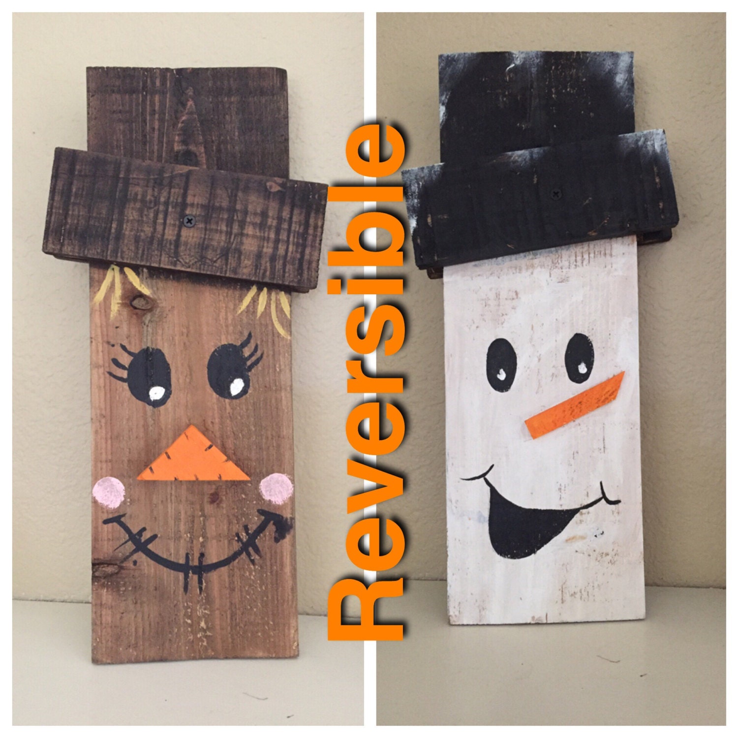 Small Reversible Scarecrow Snowman Sign