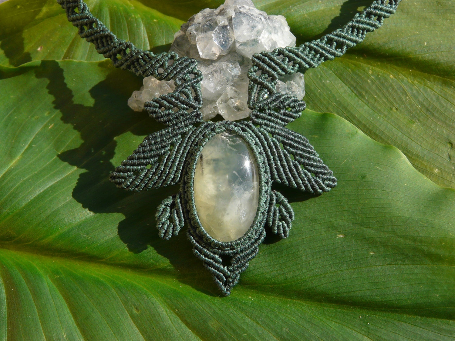 Prehnite Macrame Necklace Healing Crystal And Stone Macrame