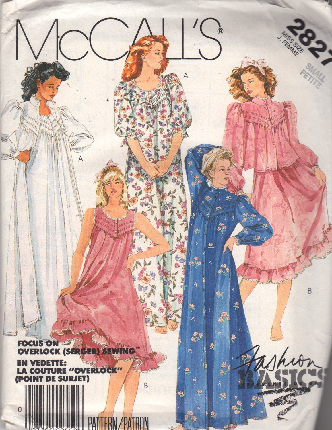 McCalls 2827 1980s Misses Romantic Nightgown Robe And Bed