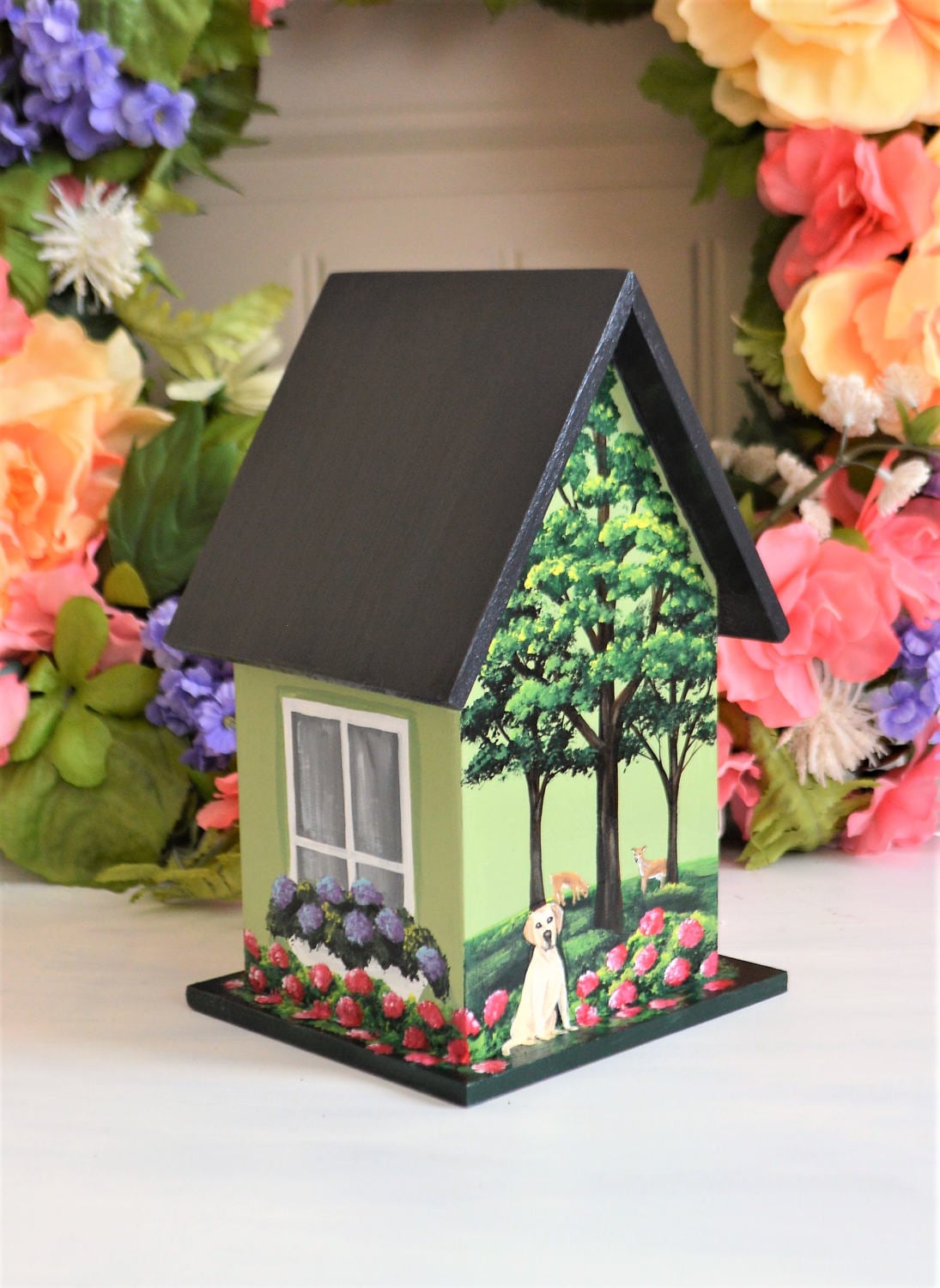 Decorative Hand Painted Birdhouse To Match Real Home