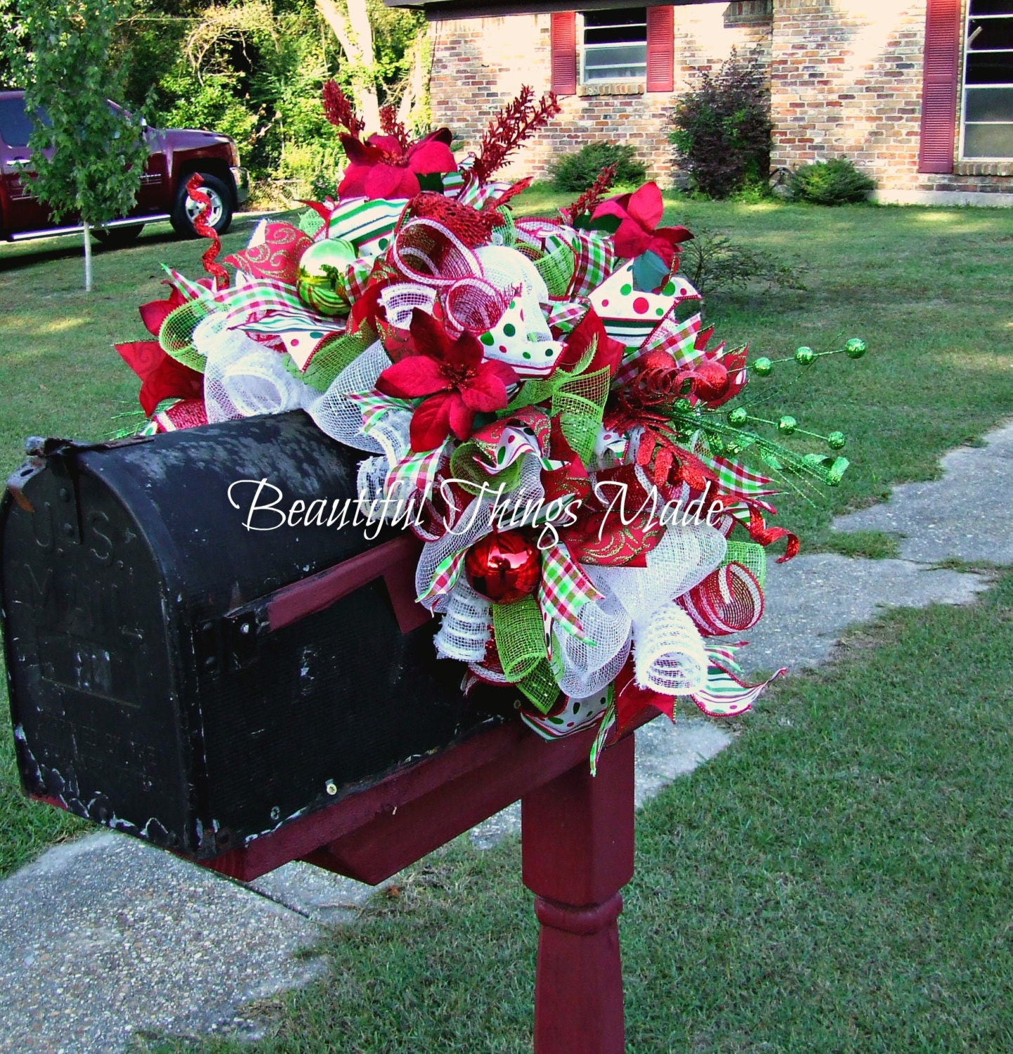 Christmas Mailbox Swag Mailbox Swag Deco Mesh Mailbox