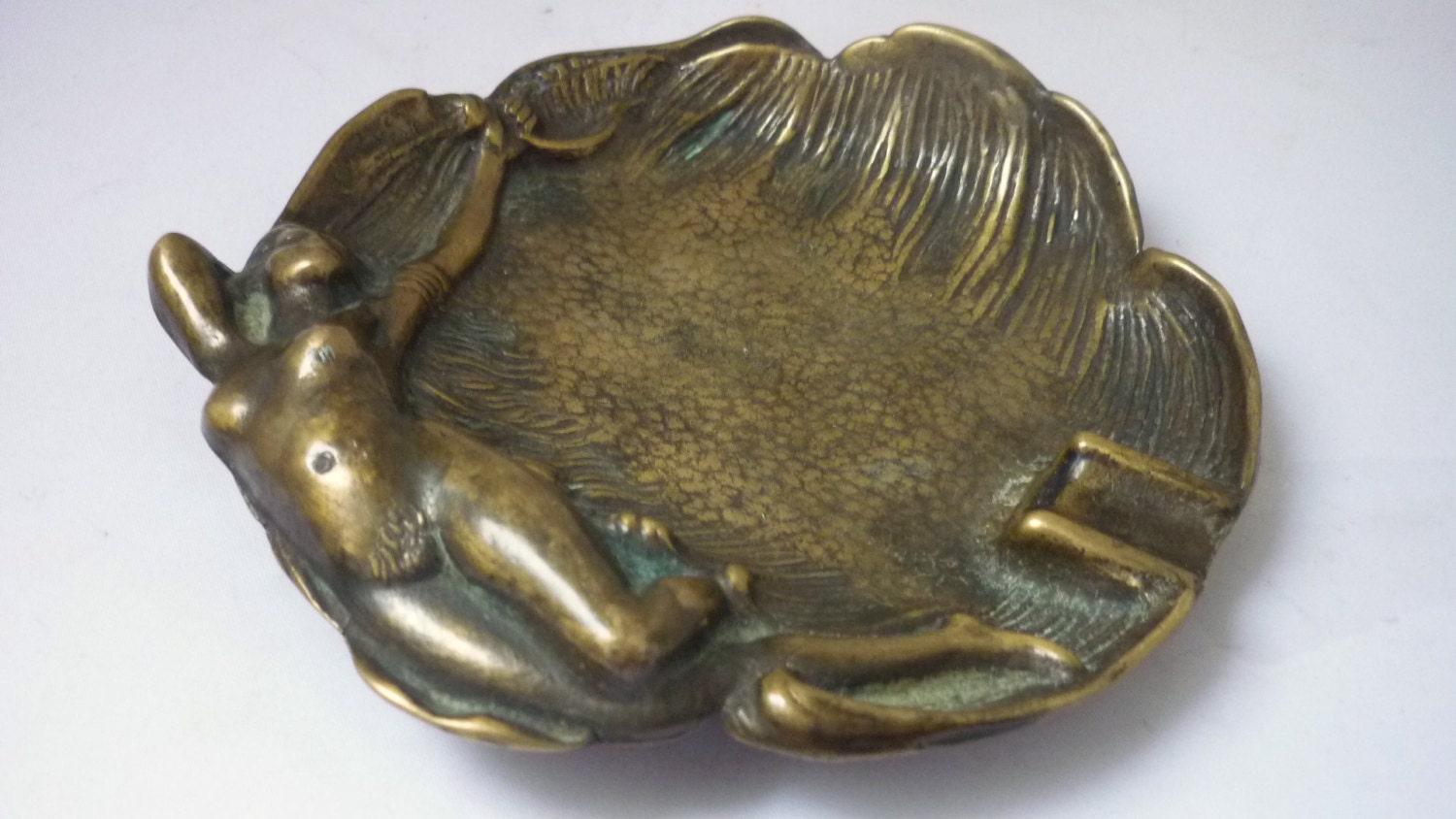 Solid Bronze Ashtray Nude Lady Bronze Art Nouveau Cigar