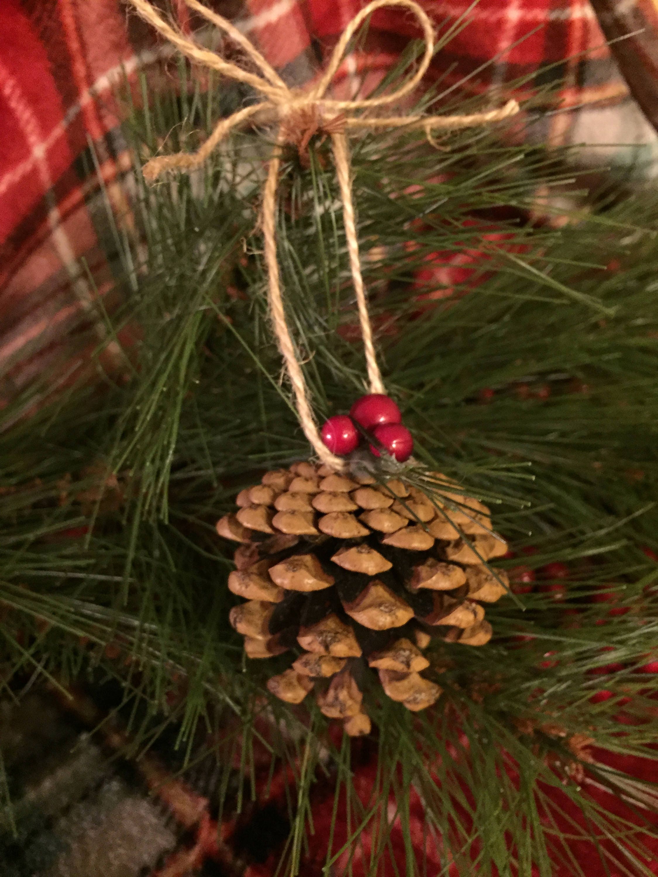 Mini Snowflake Pine Cone Ornament Gold Or Silver Snowflake