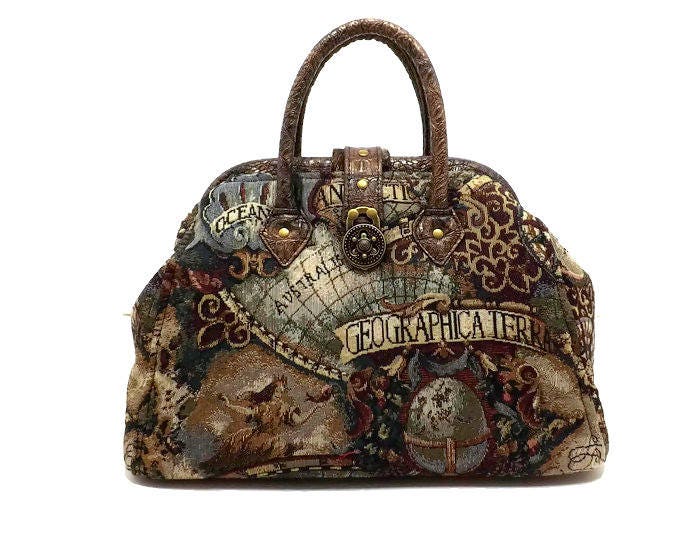 Mary Poppins Style Steampunk Carpet Bag Travel Bag Old World