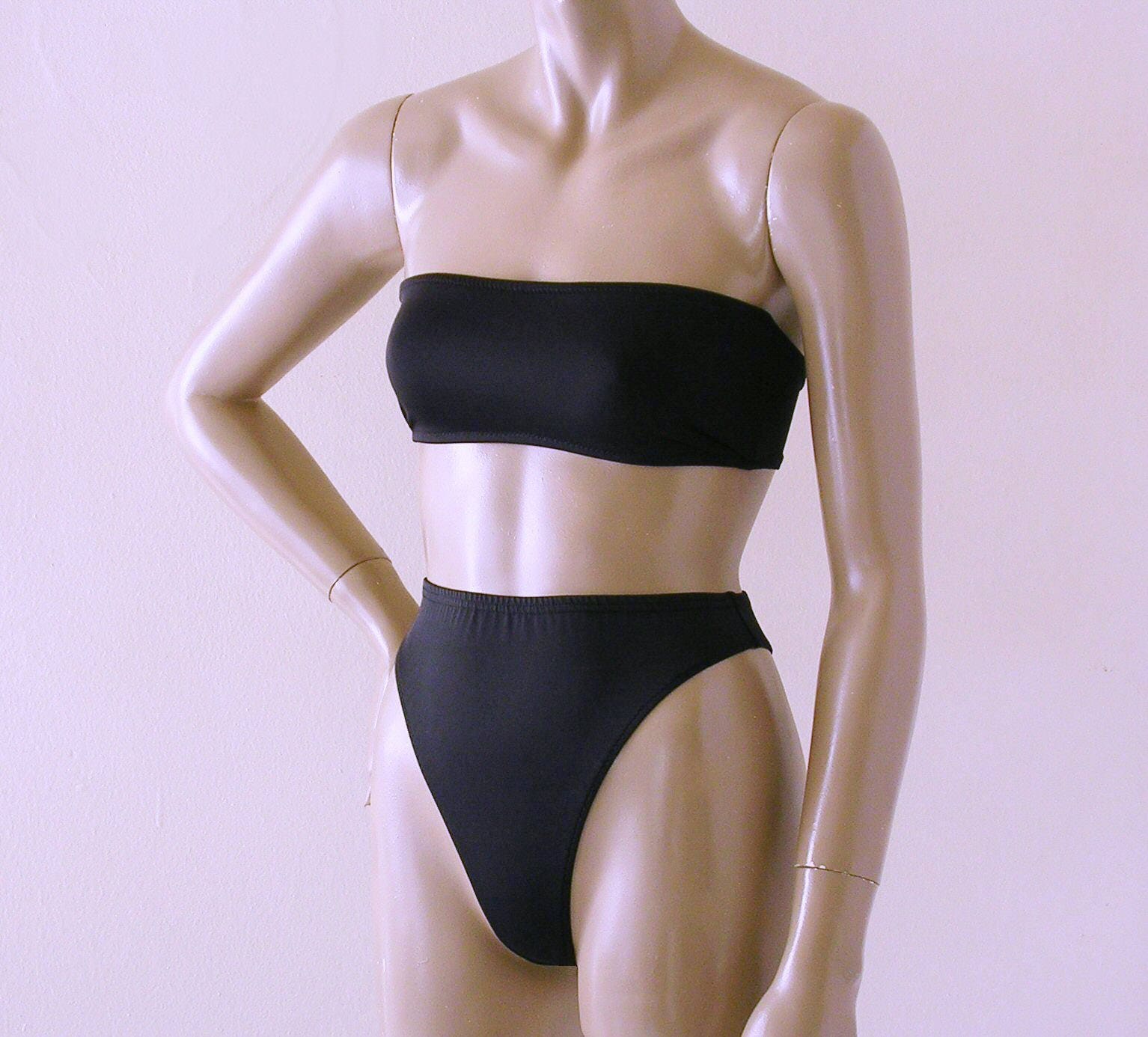 S High Waist Thong Bikini Bottom And Strapless Bandeau Top