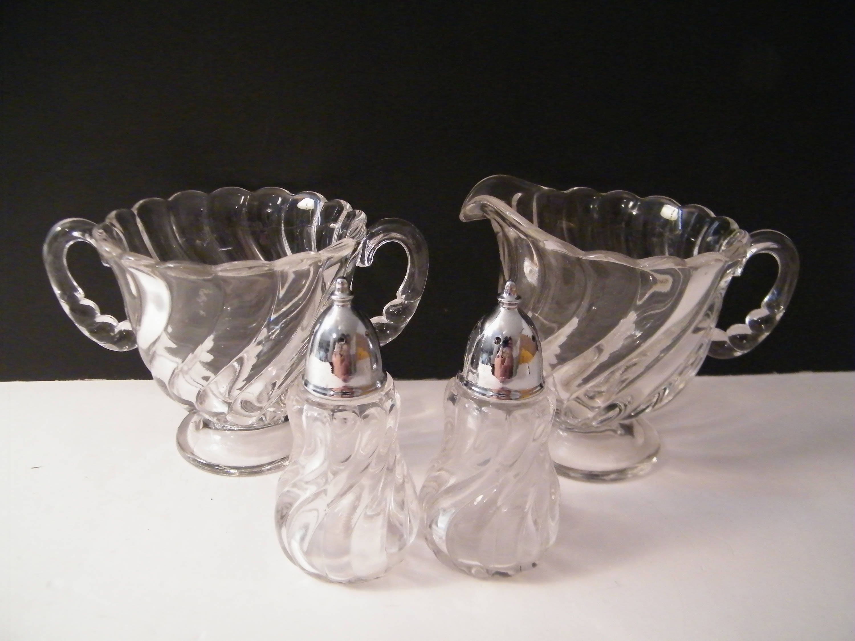 Fostoria Hostess Set Creamer Sugar Bowl And Salt And Pepper